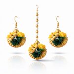 Yellow & Green Floral Necklace & Earrings Jewellery Set for Women